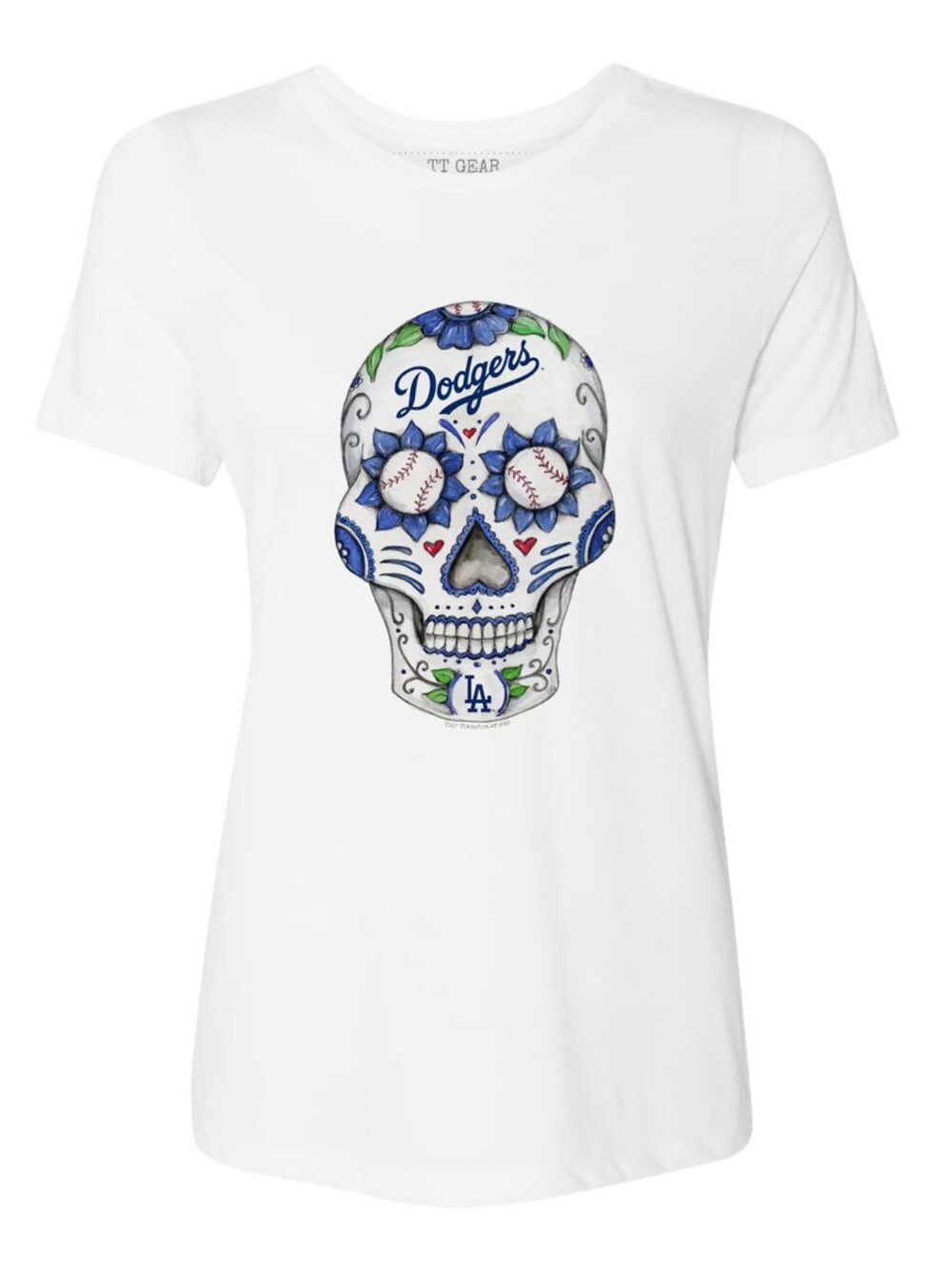 NEW Tiny Turnip Short Sleeve LA Los Angeles Dodgers MLB Royal Sugar Skull Tee XS